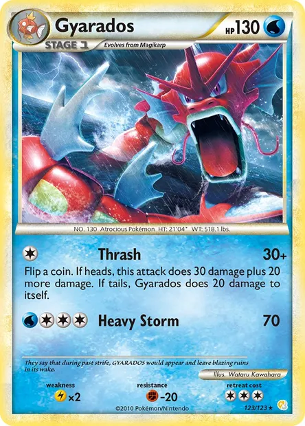 Gyarados, Pokémon card HS 123 — HeartGold SoulSilver set