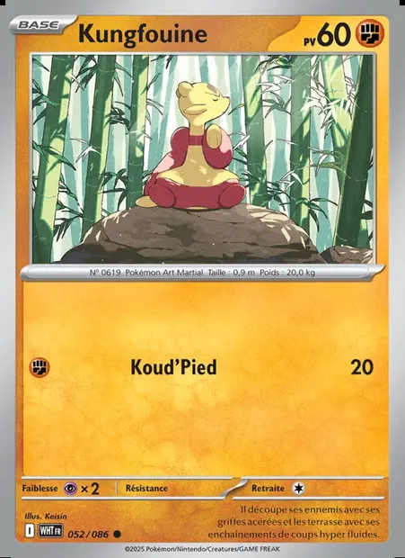 Kungfouine, carte Pokémon WHT 052 — extension Flamme Blanche