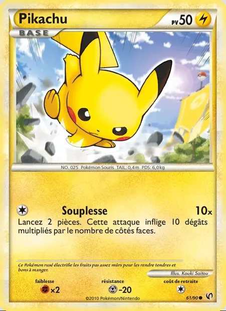 Pikachu, carte Pokémon UD 61 — extension Indomptable