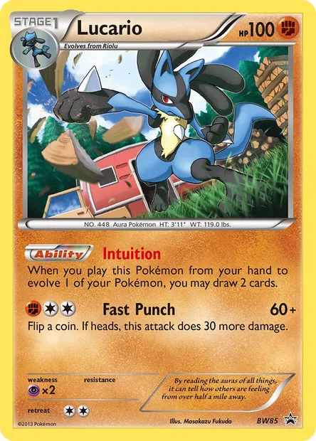 Lucario, Pokémon card BW 85 — BW Black Star Promos set