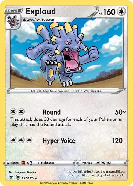 Exploud, Pokémon card VIV 137 — Vivid Voltage set