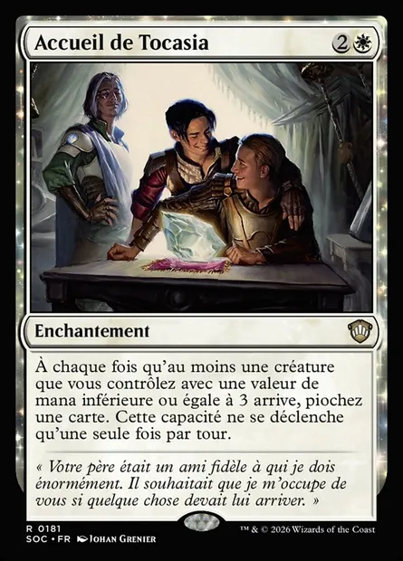 Accueil de Tocasia, carte Magic SOC 181 — extension Secrets of Strixhaven Commander
