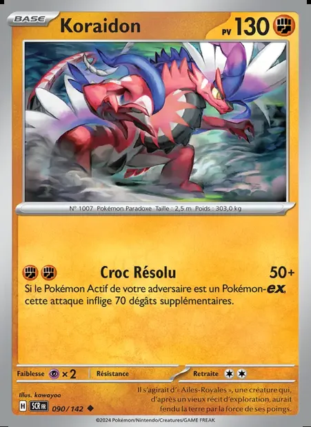Koraidon, carte Pokémon SCR 090 — extension Couronne Stellaire