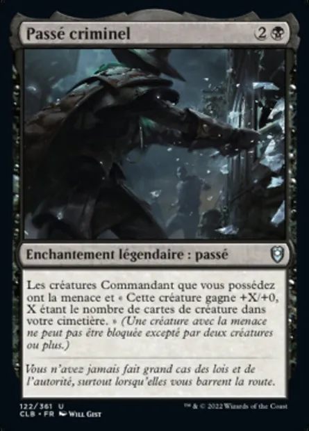 Passé criminel, carte Magic CLB 122 — extension Commander Légendes : la bataille de la Porte de Baldur