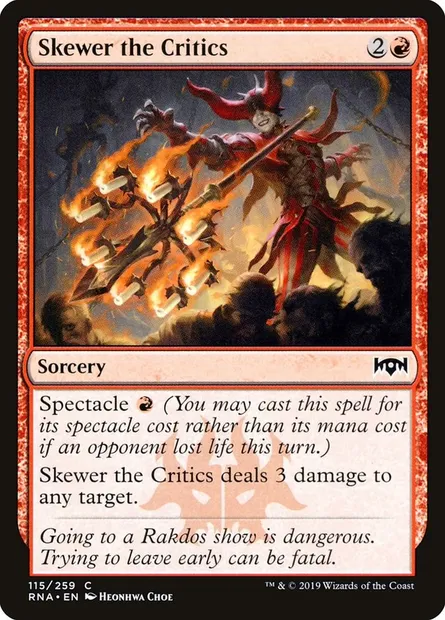 Skewer the Critics, Magic card RNA 115 — Ravnica Allegiance set