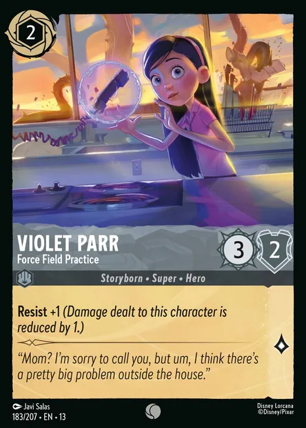 Violet Parr - Force Field Practice, Disney Lorcana card CH13-183 — Attack of the Vine! set