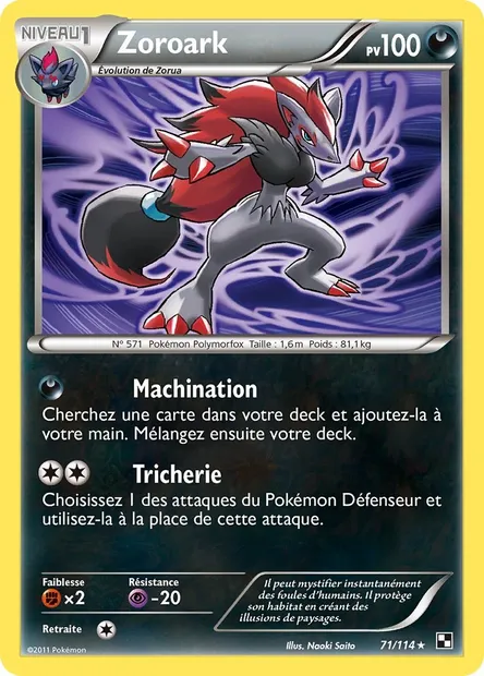 Zoroark, carte Pokémon BLW 71 — extension Noir & Blanc