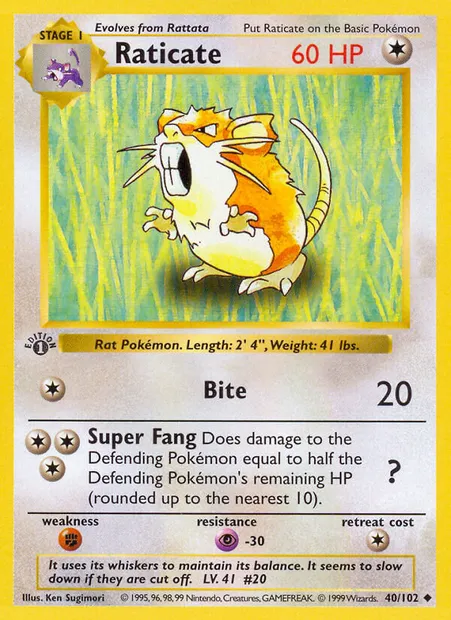 Raticate, Pokémon card BS 40 — Base Set set