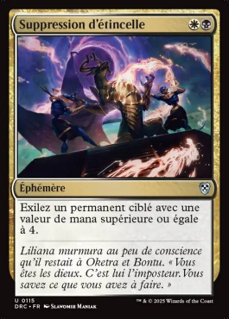 Suppression d'étincelle, carte Magic DRC 115 — extension Aetherdrift Commander