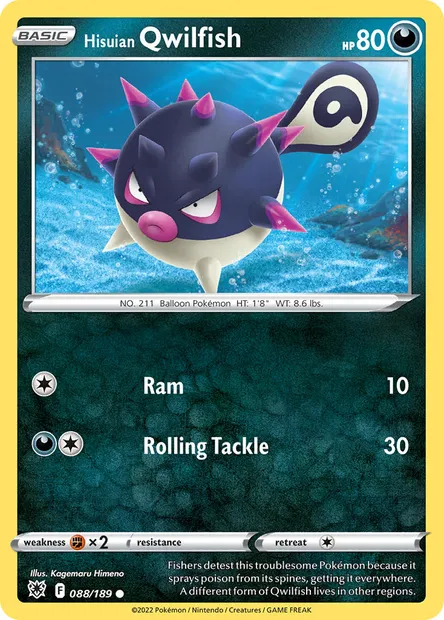 Hisuian Qwilfish, Pokémon card ASR 088 — Astral Radiance set