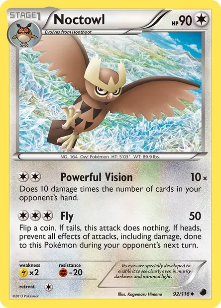 Noctowl, Pokémon card PLF 92 — Plasma Freeze set