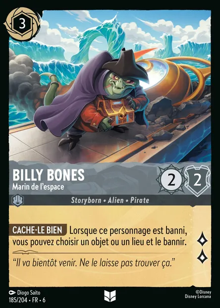 Billy Bones - Marin de l'espace, carte Disney Lorcana CH6-185 — extension La Mer Azurite