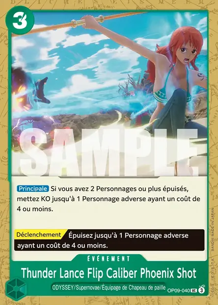 Thunder Lance Flip Caliber Phoenix Shot, carte One Piece OP09-040 — extension LES NOUVEAUX EMPEREURS