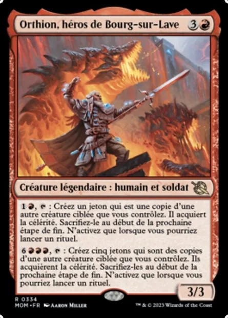 Orthion, héros de Bourg-sur-Lave, carte Magic MOM 334 — extension L'invasion des machines