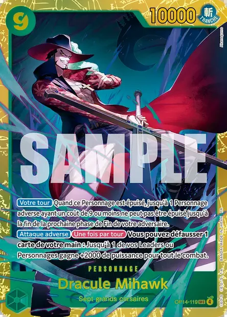 Dracule Mihawk, carte One Piece OP14-119 — extension LES SEPT DE LA MER D'AZUR