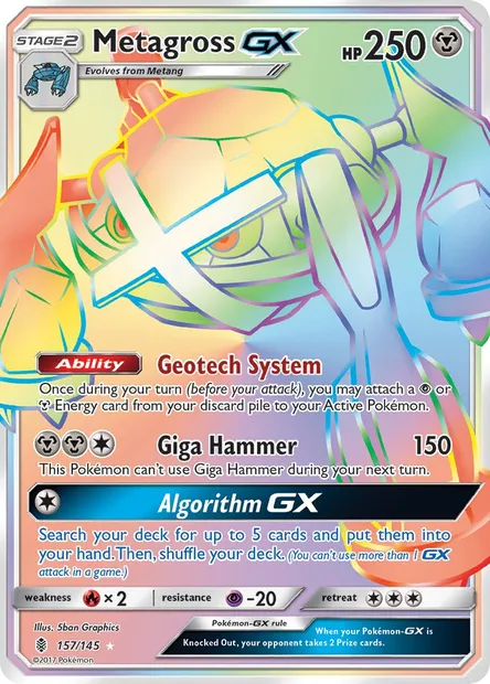 Metagross GX, Pokémon card GRI 157 — Guardians Rising set