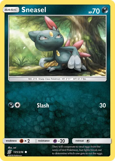 Sneasel, Pokémon card UNM 131 — Unified Minds set
