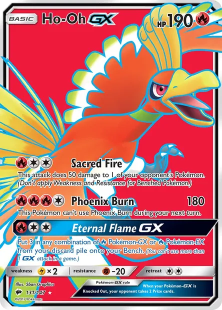 Ho-Oh GX, Pokémon card BUS 131 — Burning Shadows set