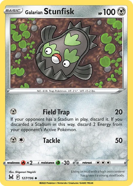 Galarian Stunfisk, Pokémon card LOR 127 — Lost Origin set