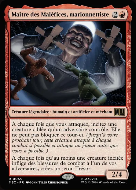Maître des Maléfices, marionnettiste, carte Magic MSC 59 — extension Marvel Super Heroes Commander