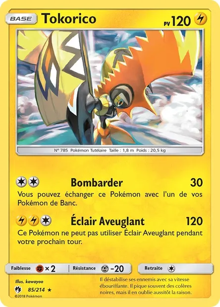 Tokorico, carte Pokémon LOT 85 — extension Tonnerre Perdu