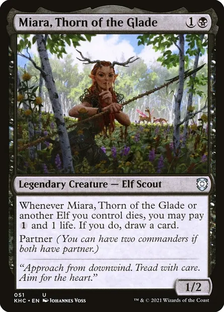 Miara, Thorn of the Glade, Magic card KHC 51 — Kaldheim Commander set