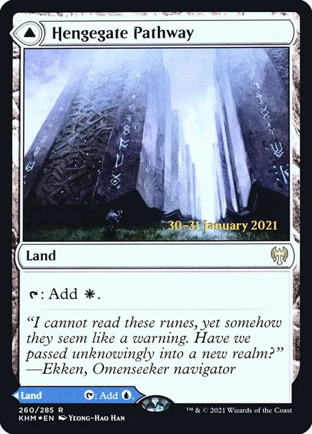 Hengegate Pathway // Mistgate Pathway, Magic card PKHM 260s — Kaldheim Promos set
