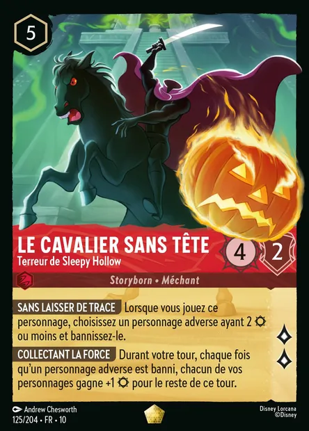 Le Cavalier sans tête - Terreur de Sleepy Hollow, carte Disney Lorcana CH10-125 — extension Lueurs dans les Profondeurs