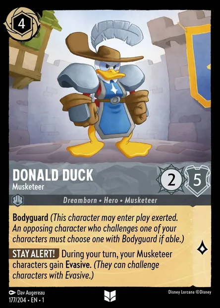 Donald Duck - Musketeer, Disney Lorcana card CH1-177 — The First Chapter set