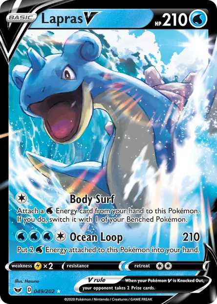 Lapras V, Pokémon card SSH 49 — Sword & Shield set