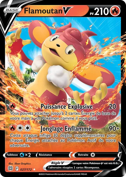 Flamoutan V, carte Pokémon BRS 027 — extension Stars Étincelantes