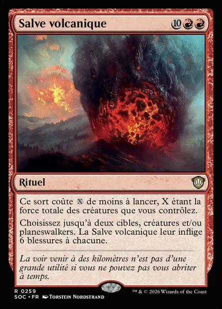 Salve volcanique, carte Magic SOC 259 — extension Secrets of Strixhaven Commander