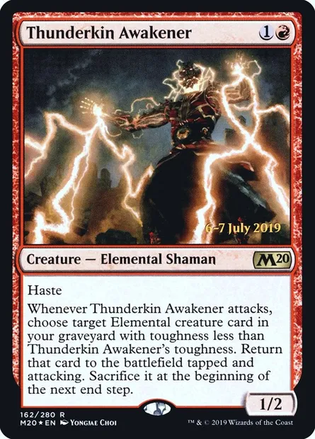Éveilleur sangfoudre, carte Magic PM20 162s — extension Core Set 2020 Promos