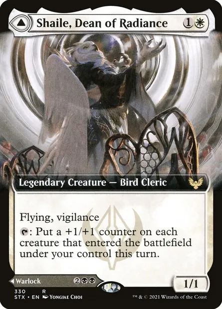 Shaile, doyenne de l'irradiance // Embrose, doyen des ombres, carte Magic STX 330 — extension Strixhaven: l'Académie des Mages