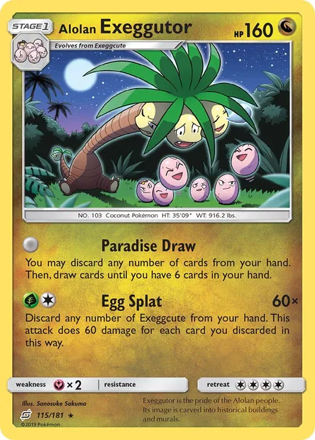 Alolan Exeggutor, Pokémon card TEU 115 — Team Up set