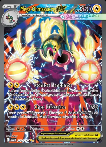 Méga-Ohmassacre-ex, carte Pokémon ASC 278 — extension Héros Transcendants