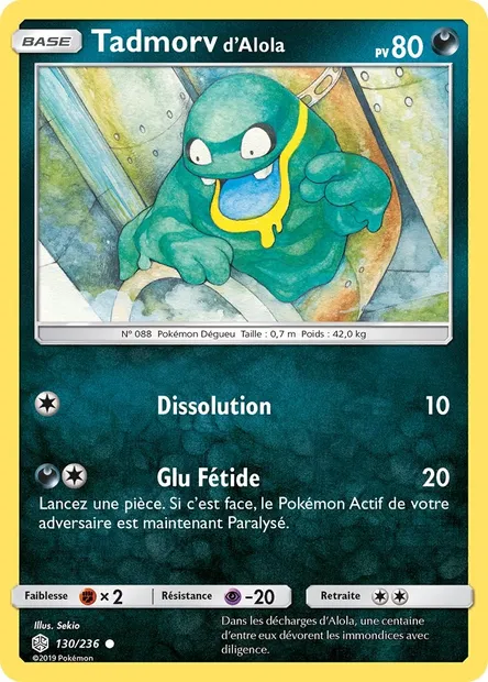 Tadmorv d’Alola, carte Pokémon CEC 130 — extension Éclipse Cosmique