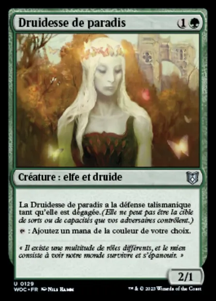 Druidesse de paradis, carte Magic WOC 129 — extension Wilds of Eldraine Commander