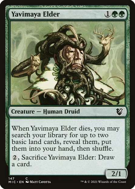 Yavimaya Elder, Magic card MIC 147 — Midnight Hunt Commander set