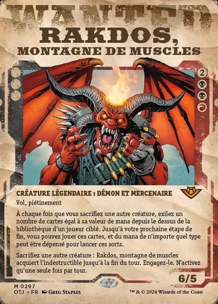 Rakdos, montagne de muscles, carte Magic OTJ 297 — extension Outlaws of Thunder Junction