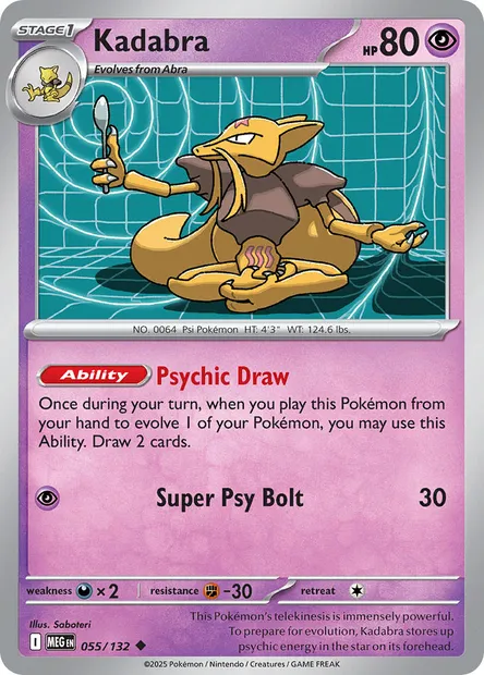 Kadabra, Pokémon card MEG 055 — Mega Evolution set