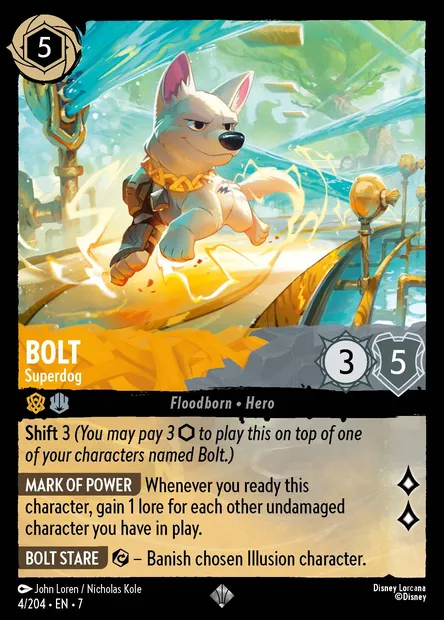 Bolt - Superdog, Disney Lorcana card CH7-004 — Archazia's Island set