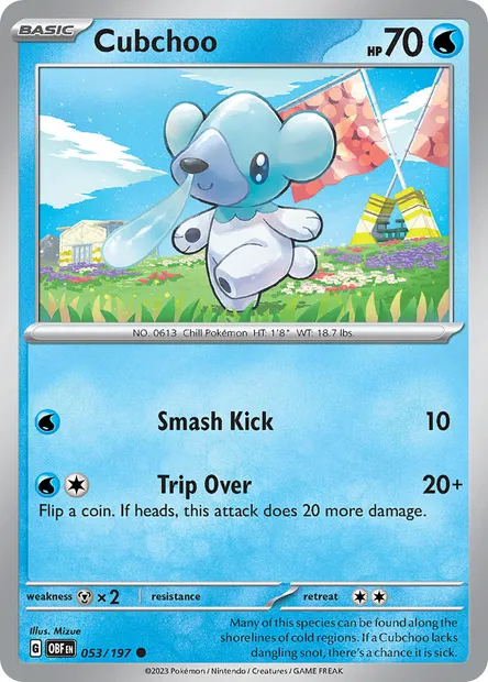 Cubchoo, Pokémon card OBF 053 — Obsidian Flames set