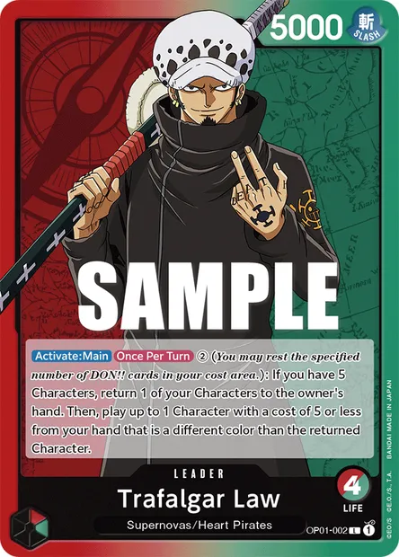 Trafalgar Law, carte One Piece OP01-002 — extension ROMANCE DAWN