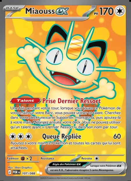 Miaouss-ex, carte Pokémon POR 107 — extension Équilibre Parfait