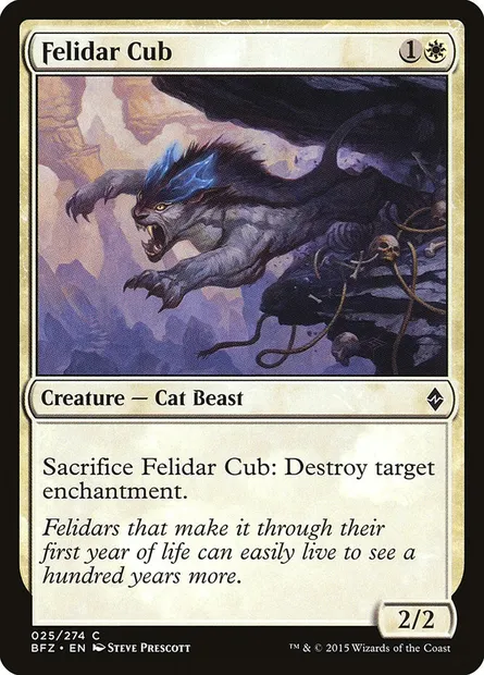 Felidar Cub, Magic card BFZ 25 — Battle for Zendikar set