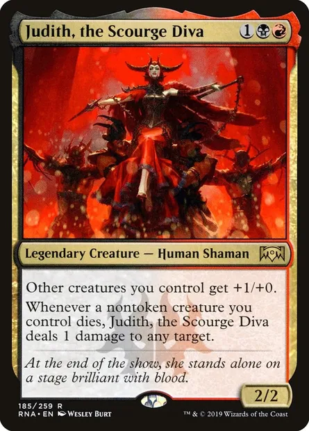Judith, the Scourge Diva, Magic card RNA 185 — Ravnica Allegiance set
