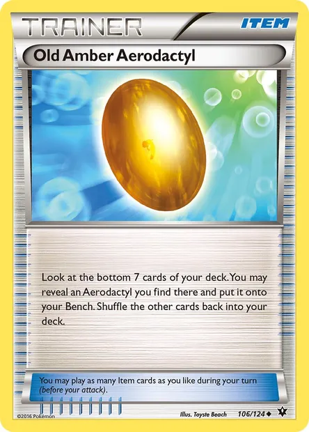 Old Amber Aerodactyl, Pokémon card FCO 106 — Fates Collide set