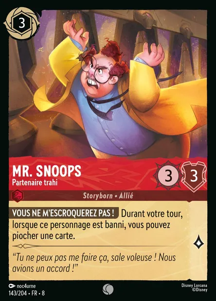 Mr. Snoops - Partenaire trahi, carte Disney Lorcana CH8-143 — extension Le Règne de Jafar