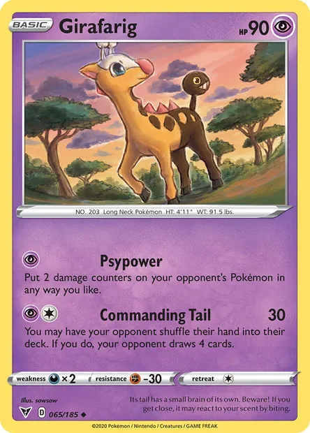 Girafarig, Pokémon card VIV 65 — Vivid Voltage set